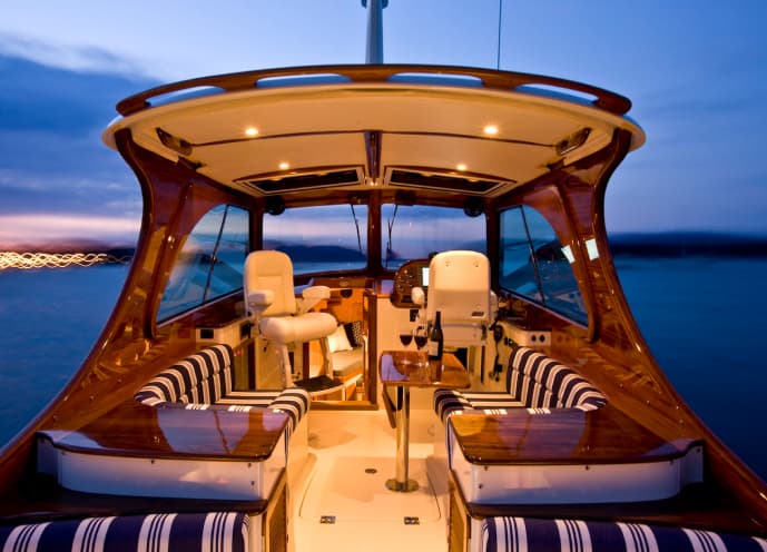 Teak cockpit at dusk